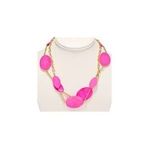  Rhondas Gold Tone Pretty Pink Gemstone Necklace Jewelry