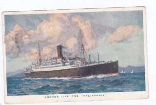 Anchor Line TSS California ship 1924 art Postcard  