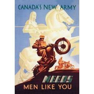 Paper poster printed on 20 x 30 stock. Canadas New Army Men Like You