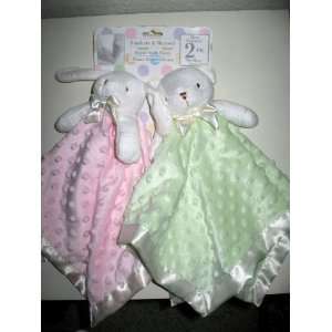   Pink Bunny Rabbit NuNu Lovey & Green Bear Lovey 2pk 
