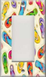 Light Switch Plate Cover   Beach Decor   Colorful Flip Flops  