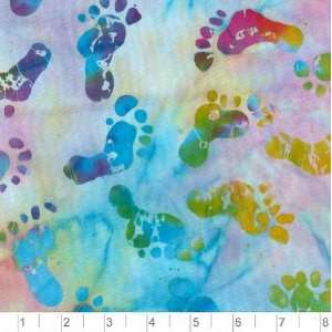 45 Wide Barefoot Batiks Footprint Blues/Purple Fabric By 