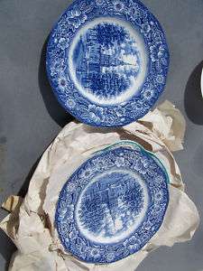 STAFFORDSHIRE LIBERTY BLUE INDEPENDENCE HALL PLATES  