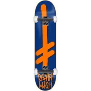  Deathwish Gang Logo Complete Skateboard   7.87 Navy/Orange 