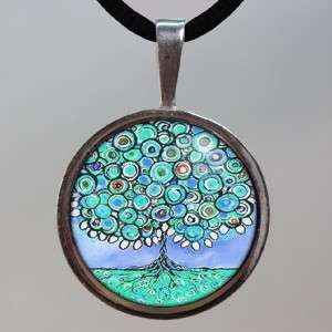 Celtic Tree of Life Domed Glass Tile Art Necklace Pendant D62  