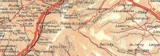 CANTAL Region Aurillac Lioran Murat St Flour, 1935 map  