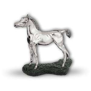  Silver Arabian Colt Sculpture