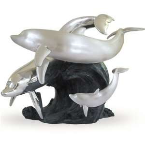Dolphin Trio Silver Plated Sculpture 