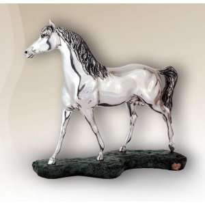  Horse Sculpture Silver Plated Arabian