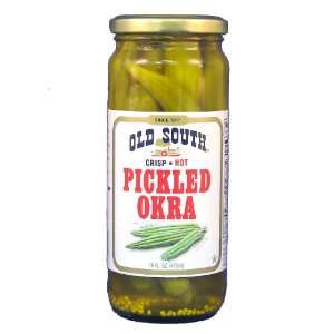 Old South Hot Pickled Okra 16 Oz Jar (2 Pack)  Grocery 
