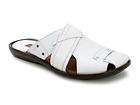 Bacco Bucci Mens TEEMU White Italian Calfskin Casual Slides Sandals