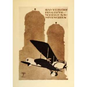  1926 Hohlwein Bayerische Flugzeug German Airplane Ad 