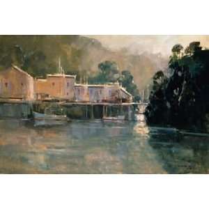 Ted Goerschner 36W by 24H  Morning Harbor, Mendocino CANVAS Edge 