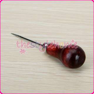 Wooden Handle Steel Stitching Sewing Awl Needle Tool  