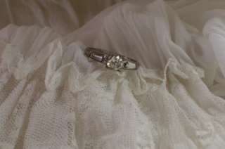 VINTAGE CLEAR RHINESTONE RING STERLING SIZE 9 1/2  