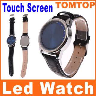 LED Digital Watch Touch Screen Display Blue Fashional For Mens Ladies 