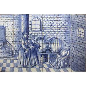 Portuguese Handmade Majolica Paint Tile Azulejo Panel  