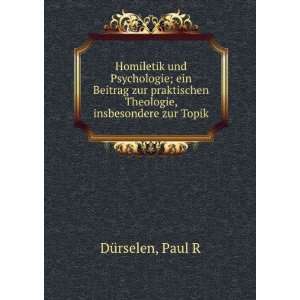   Theologie, insbesondere zur Topik Paul R DÃ¼rselen Books