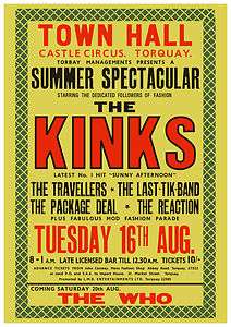 The Kinks The Who Concert Poster Torquay 1966  
