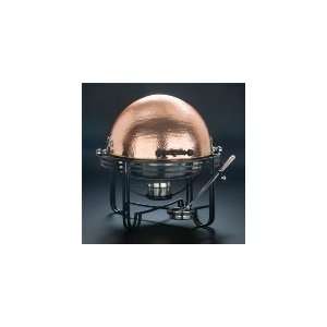   Round Roll Top Chafer, Copper Cover w/ Hammered Finish