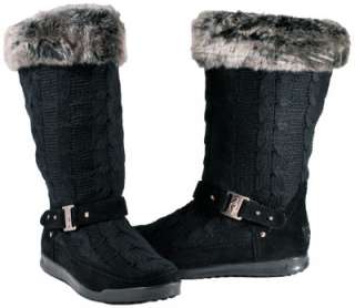 Baby Phat Womens Shoes Black Uzima Cable Knit Boots  