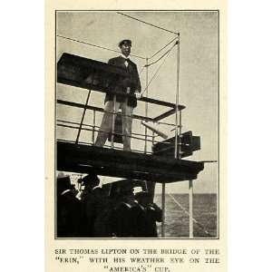  1914 Print Sir Thomas LIpton Tea Erin Yacht Americas Cup 