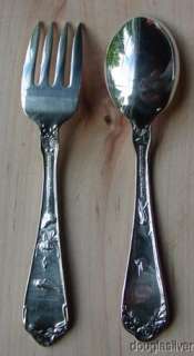 ART NOUVEAU ANIMALS STERLING BABY SPOON & FORK NEW  