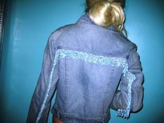   jacket button down front fringe beading on the back of the jacket