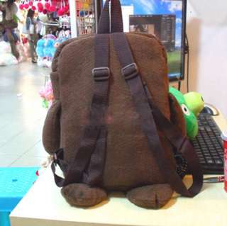 New domo kun figure 15 plush backpack soft shoulder school bag brown 