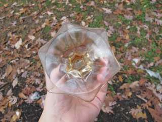 Antique Iridescent BROCKWITZ Art Deco CARNIVAL GLASS VASE FOOTED PRISM 