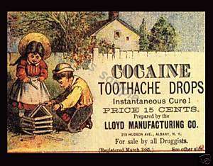 COCAINE TOOTHACHE DROPS   Vintage Ad   Fridge Magnet  