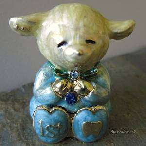 Blue Sheep Babys 1st First Tooth Trinket Box~Fairy~Gift  
