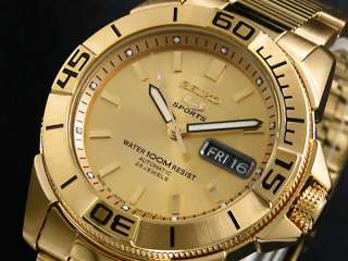 Authentic AUTOMATIC SEIKO 5 LATEST MENS DAY DATE GOLD PLATED SNZE14J1 