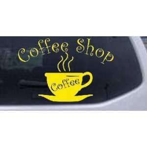Yellow 10in X 6.8in    Coffee Shop Cup Business Car Window Wall Laptop 