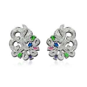  I Lovette Flora Collection CZ Multi Dimensional Earrings 