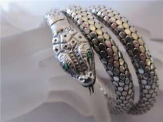 1800s 1900s Vintage Whiting & Davis Sterling Silver Snake Bracelet 