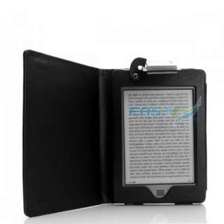 BLACK PU LEATHER CASE COVER FOR  KINDLE TOUCH WIFI/3G WITH BUILT 
