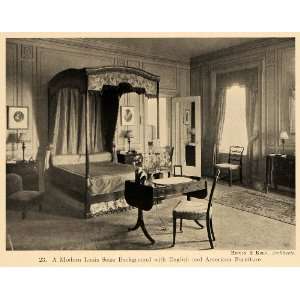  1919 Print Louis Seize English Bedroom American Desk 