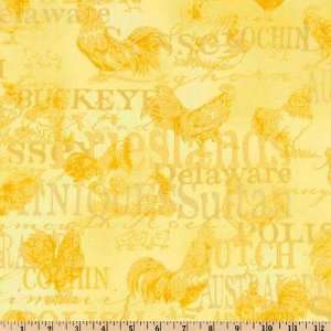   Roosters Toile Yellow Fabric By The Yard Arts, Crafts & Sewing