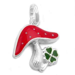  PENDANT, TOADSTOOL, RED, SILVER 925, NEW DE NO Jewelry