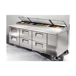 True TPP 93 D 6 Pizza Prep Table 6Drawers, Holds 12 Third Size Pans 
