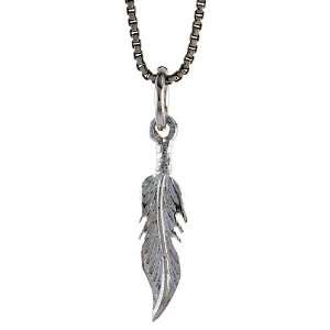  Sterling Silver 11/16 in. (18mm) Tall Small Feather 