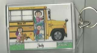PERSONALIZED CARTOON KEYCHAIN School Bus ANY cartoon  