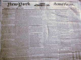 Rare original 1831 newspaper NEW YORK CITY  180 yrs old  