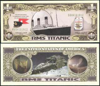 RMS TITANIC MEMORIAL MILLION DOLLAR NOVELTY BILLS   LOT OF 2 BILLS 