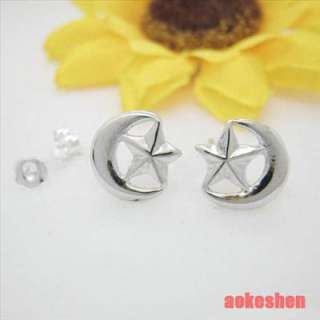 2pcs 925 Sterling Silver Moon Star Earrings Studs SMG37  