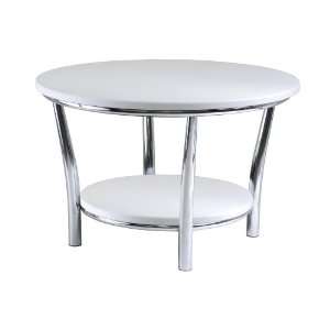  Maya Round Coffee Table, White Top, Metal Legs By Winsome 