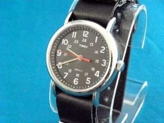 VINTAGE TIMEX MILITARY STYLE BLACK FACED 24 HOUR DIAL WATCH LEATHER G 