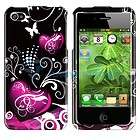 Flowers Love Heart Pink Purple Hard Case Cover Apple iPhone 4 4G 4S 