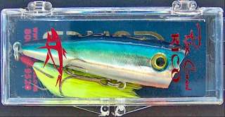 Lobina Lures Rico ~ Topwater ~ Blue Chartreuse ~ Chartreuse Feather w 